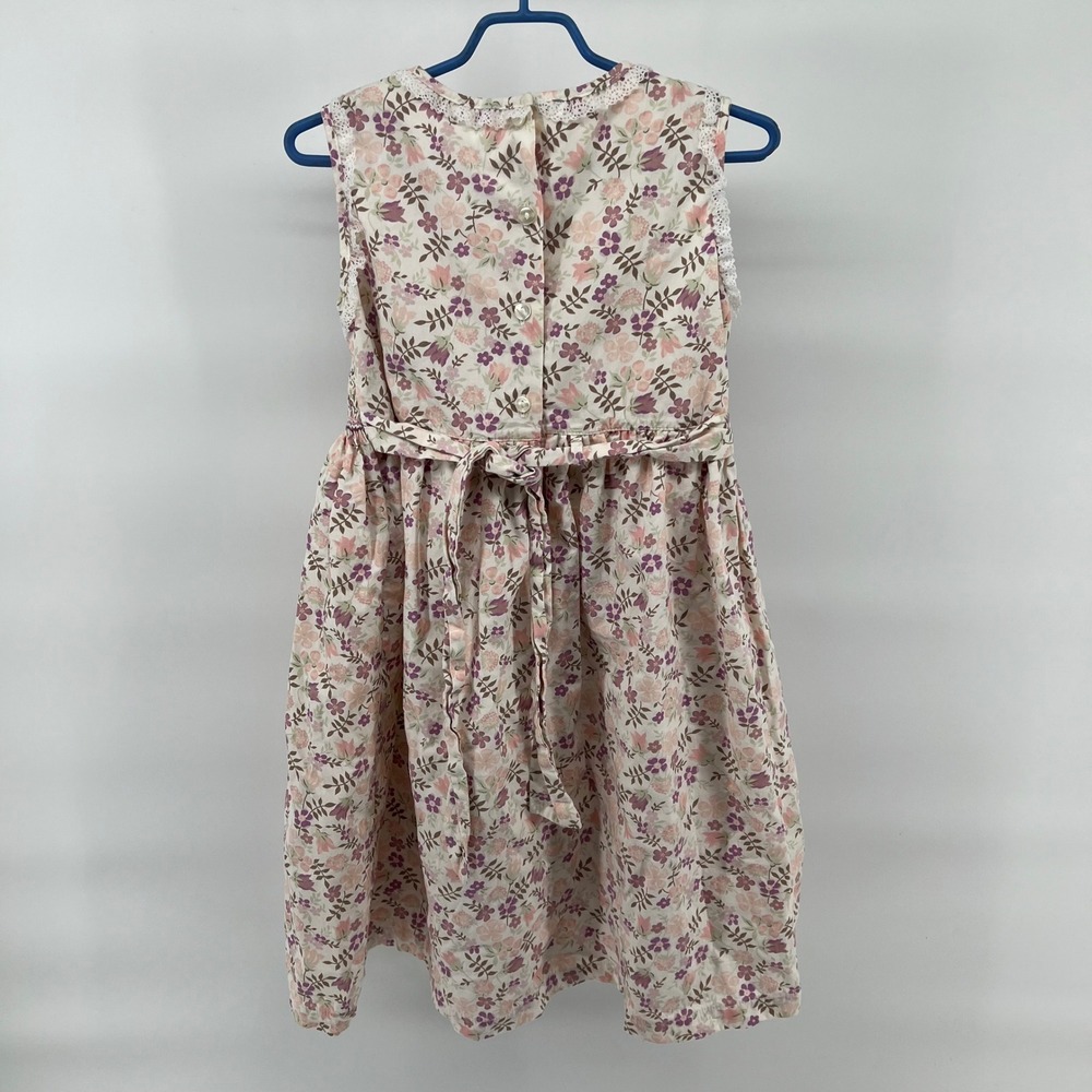 Marks Spencer Kids Girls Floral Smocked Dress Pockets Belt 4-5 Years Embroidered - Picture 3 of 9